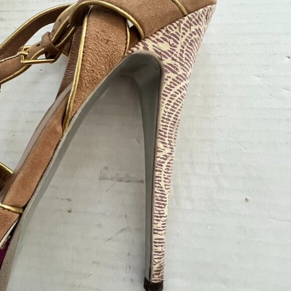 Saint Laurent Beige/Gold/Pink Tribute Limited Edition Platforms Heels Size 42 /0 - Picture 4 of 9